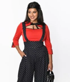 Unique Vintage Red Cutout Neck Tie Top