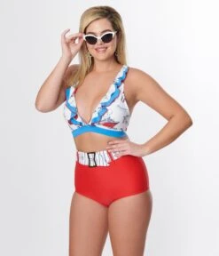 Unique Vintage Red High Waist Belted Swim Bottom 9 Unique Vintage Red High Waist Belted Swim Bottom -New Dress Store unique vintage red high waist belted swim bottom 485064