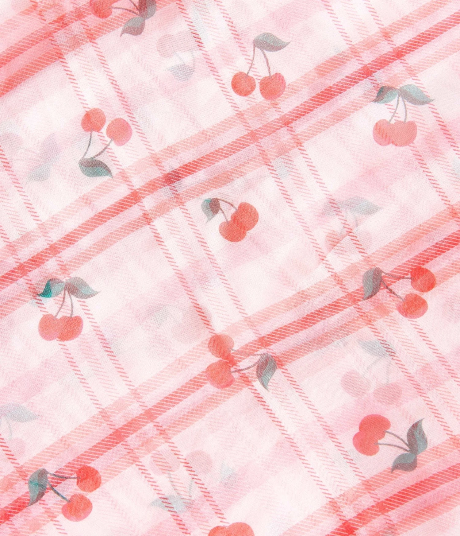 Unique Vintage Red Plaid & Cherry Hair Scarf 2 Unique Vintage Red Plaid & Cherry Hair Scarf - Image 2