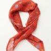 Unique Vintage Rust Red & Western Print Chiffon Scarf