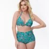 Unique Vintage Teal Flower Child Monroe Swim Bottom