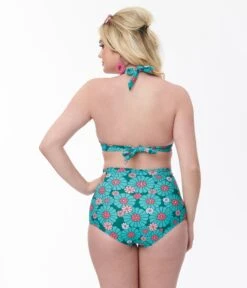 Unique Vintage Teal Flower Child Monroe Swim Bottom -New Dress Store unique vintage teal flower child monroe swim bottom 518234