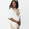 Unique Vintage White Faux Fur Stole Wrap