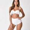 Unique Vintage White Georgiana High Waist Swim Bottoms