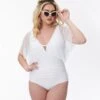Unique Vintage White Mesh Sleeved Torrey Swimsuit