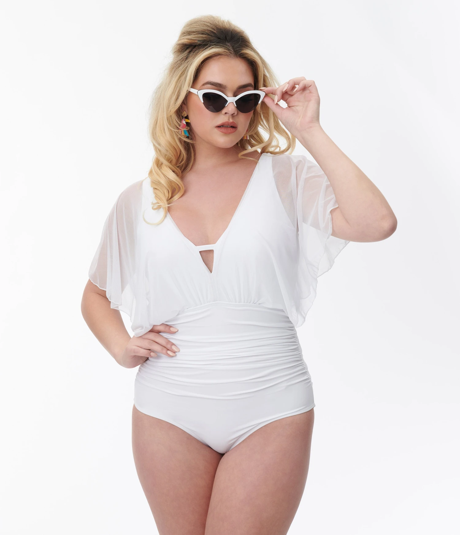 Unique Vintage White Mesh Sleeved Torrey Swimsuit 1 Unique Vintage White Mesh Sleeved Torrey Swimsuit