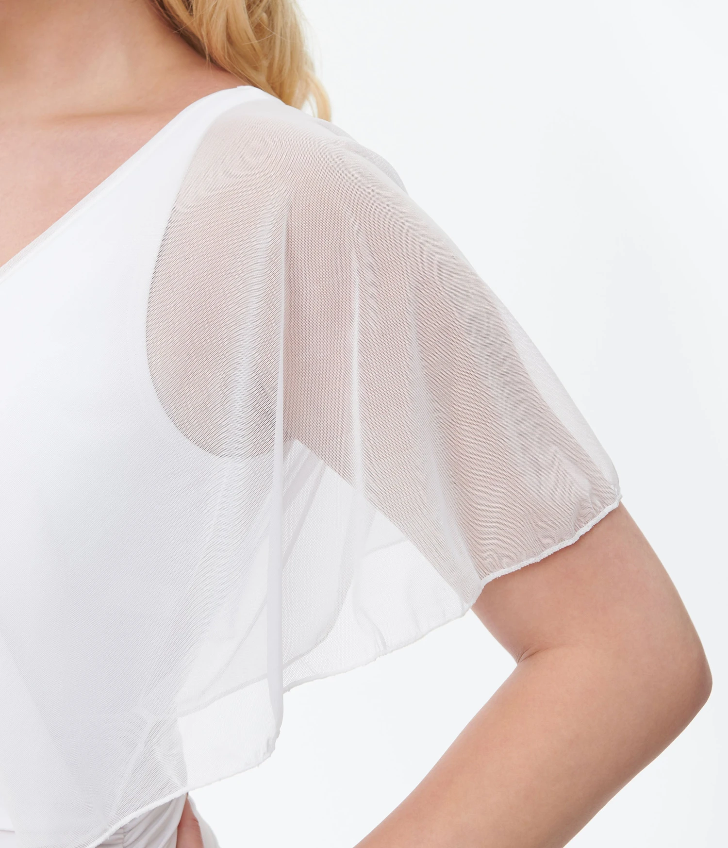 Unique Vintage White Mesh Sleeved Torrey Swimsuit 3 Unique Vintage White Mesh Sleeved Torrey Swimsuit - Image 3