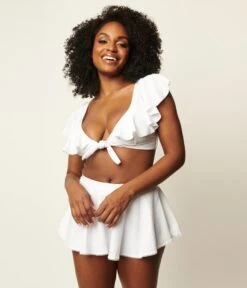 Unique Vintage White Ruffled Cap Sleeve Frida Swim Top -New Dress Store unique vintage white ruffled cap sleeve frida swim top 100946