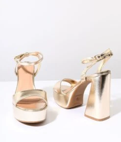 Vegas Gold Leatherette Platform Heels -New Dress Store vegas gold leatherette platform heels 285690