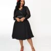 Vintage Style Black Polly Swing Dress
