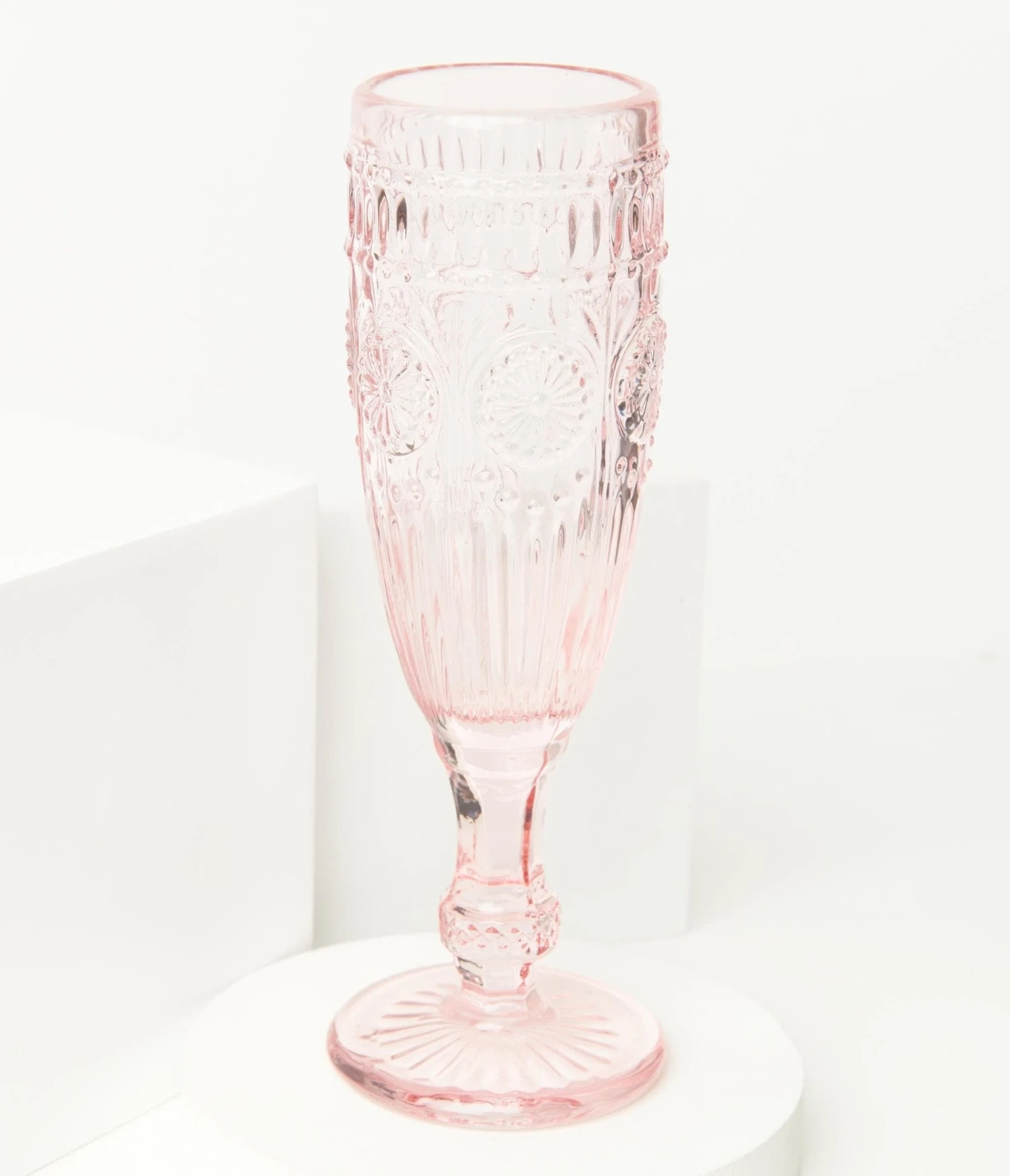 Vintage Style Pink Glass Champagne Flute 1 Vintage Style Pink Glass Champagne Flute