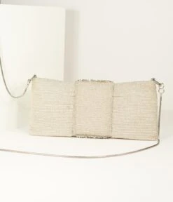 Vintage Style Silver Beaded & Rhinestone Clutch -New Dress Store vintage style silver beaded rhinestone clutch 319911