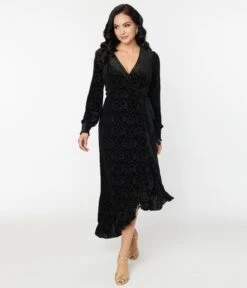 Voodoo Vixen Black Devore Gayle Wrap Dress 10 Voodoo Vixen Black Devore Gayle Wrap Dress -New Dress Store voodoo vixen black devore gayle wrap dress 270060