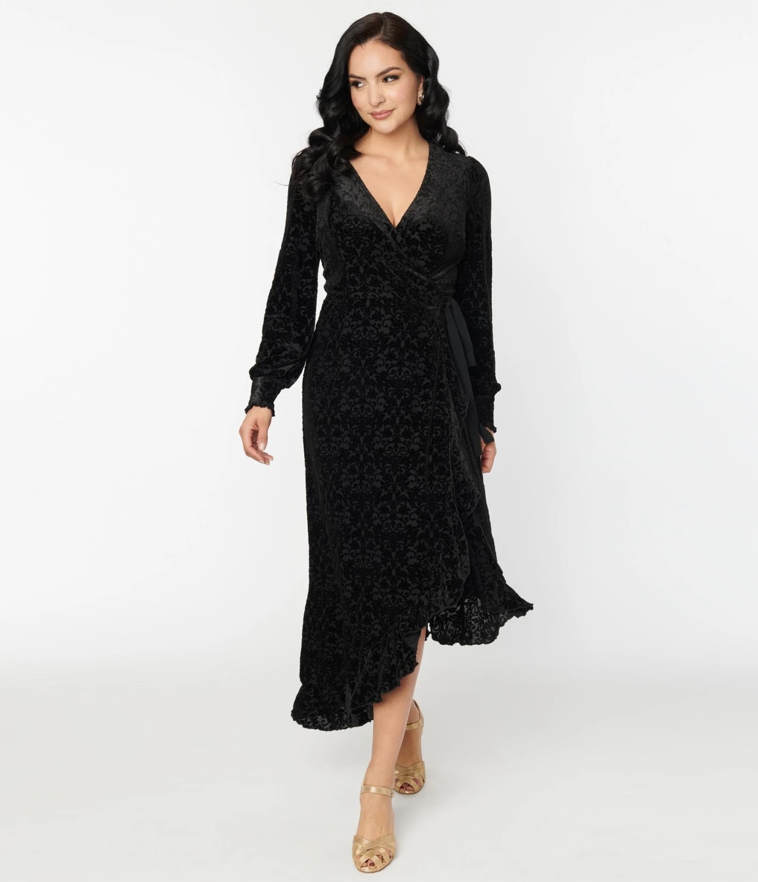 Voodoo Vixen Black Devore Gayle Wrap Dress 5 Voodoo Vixen Black Devore Gayle Wrap Dress - Image 5