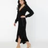 Voodoo Vixen Black Devore Gayle Wrap Dress