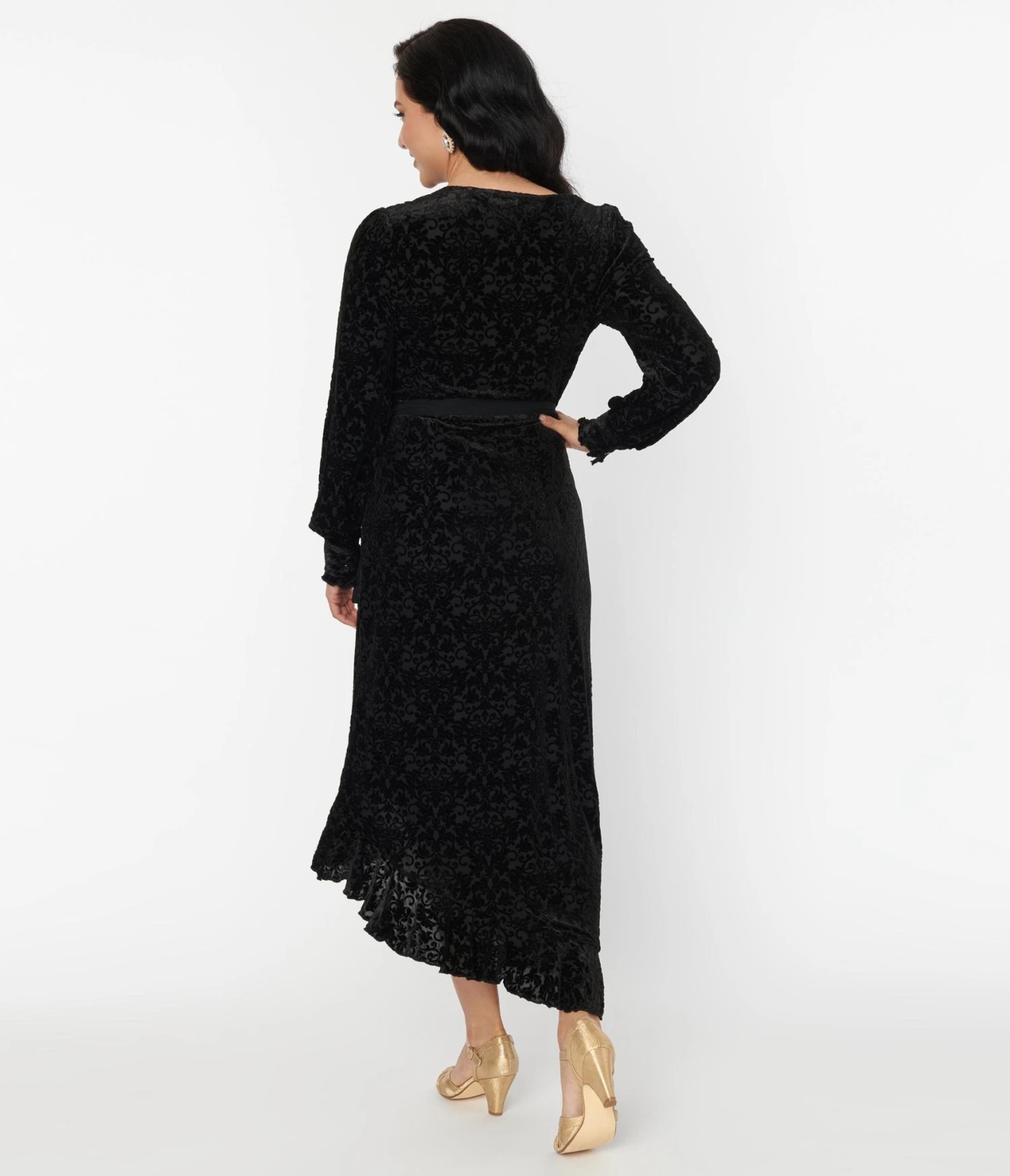 Voodoo Vixen Black Devore Gayle Wrap Dress 2 Voodoo Vixen Black Devore Gayle Wrap Dress - Image 2