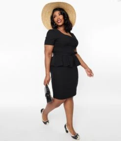 Voodoo Vixen Black Peplum Pencil Dress -New Dress Store voodoo vixen black peplum pencil dress 350807
