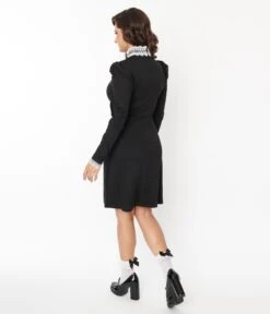 Voodoo Vixen Black & White Lace Collar Shift Dress 5 Voodoo Vixen Black & White Lace Collar Shift Dress -New Dress Store voodoo vixen black white lace collar shift dress 224760