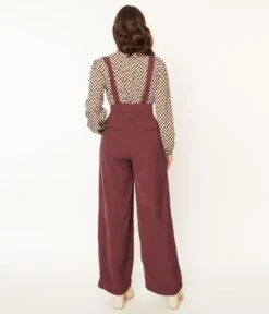 Voodoo Vixen Dark Mauve High Waisted Suspender Pants -New Dress Store voodoo vixen dark mauve high waisted suspender pants 313334