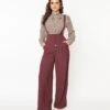 Voodoo Vixen Dark Mauve High Waisted Suspender Pants