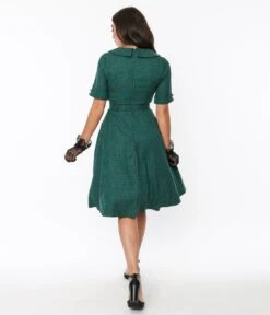 Voodoo Vixen Green Gingham Belted Swing Dress -New Dress Store voodoo vixen green gingham belted swing dress 719719