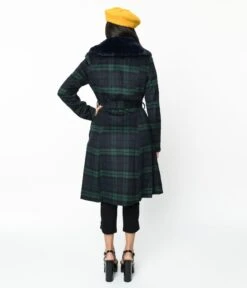 Voodoo Vixen Navy & Green Tartan Fur Collar Dress Coat 5 Voodoo Vixen Navy & Green Tartan Fur Collar Dress Coat -New Dress Store voodoo vixen navy green tartan fur collar dress coat 641654