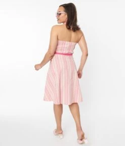 Voodoo Vixen Pink Striped Halter Swing Dress 8 Voodoo Vixen Pink Striped Halter Swing Dress -New Dress Store voodoo vixen pink striped halter swing dress 338188