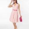 Voodoo Vixen Pink Striped Halter Swing Dress
