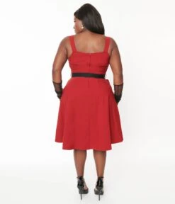 Voodoo Vixen Red & Black Heart Buckle Flare Dress -New Dress Store voodoo vixen red black heart buckle flare dress 559941