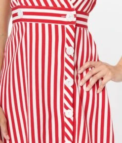 Voodoo Vixen Red & White Striped Flare Dress -New Dress Store voodoo vixen red white striped flare dress 325151