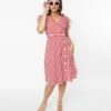 Voodoo Vixen Red & White Striped Flare Dress