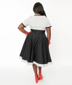 White & Black Polka Dot Retro Swing Dress 5 White & Black Polka Dot Retro Swing Dress -New Dress Store white black polka dot retro swing dress 683671