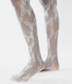 White Butterfly Fishnet Tights