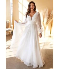 Cinderella Divine White Chiffon Sleeve Goddess Bridal Gown 6 Cinderella Divine White Chiffon Sleeve Goddess Bridal Gown -New Dress Store white chiffon sleeve goddess bridal gown 501991