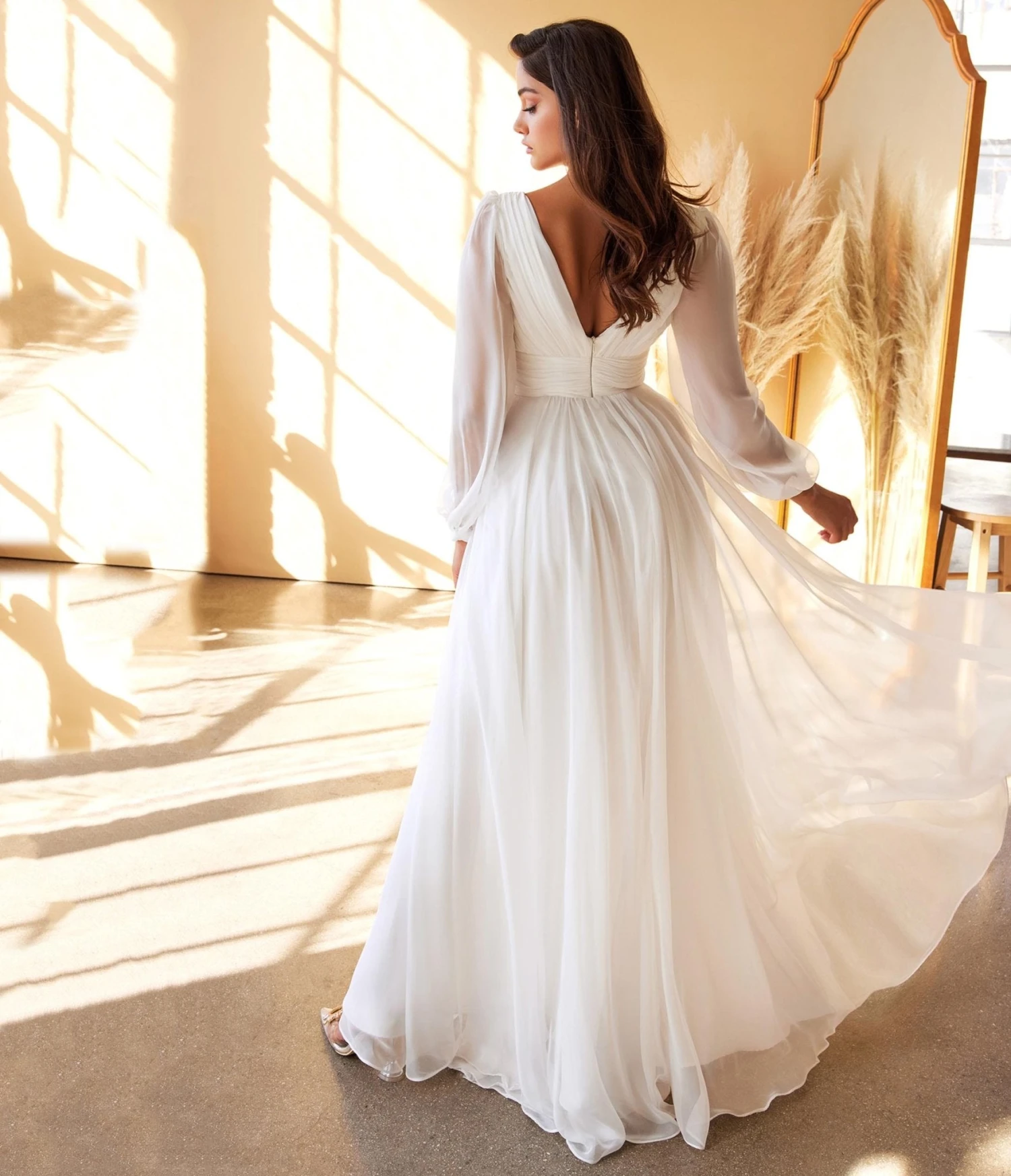Cinderella Divine White Chiffon Sleeve Goddess Bridal Gown 2 Cinderella Divine White Chiffon Sleeve Goddess Bridal Gown - Image 2