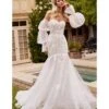 Cinderella Divine White Floral Organza Bridal Mermaid Gown