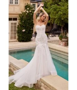 Cinderella Divine White Floral Organza Bridal Mermaid Gown 6 Cinderella Divine White Floral Organza Bridal Mermaid Gown -New Dress Store white floral organza bridal mermaid gown 583195