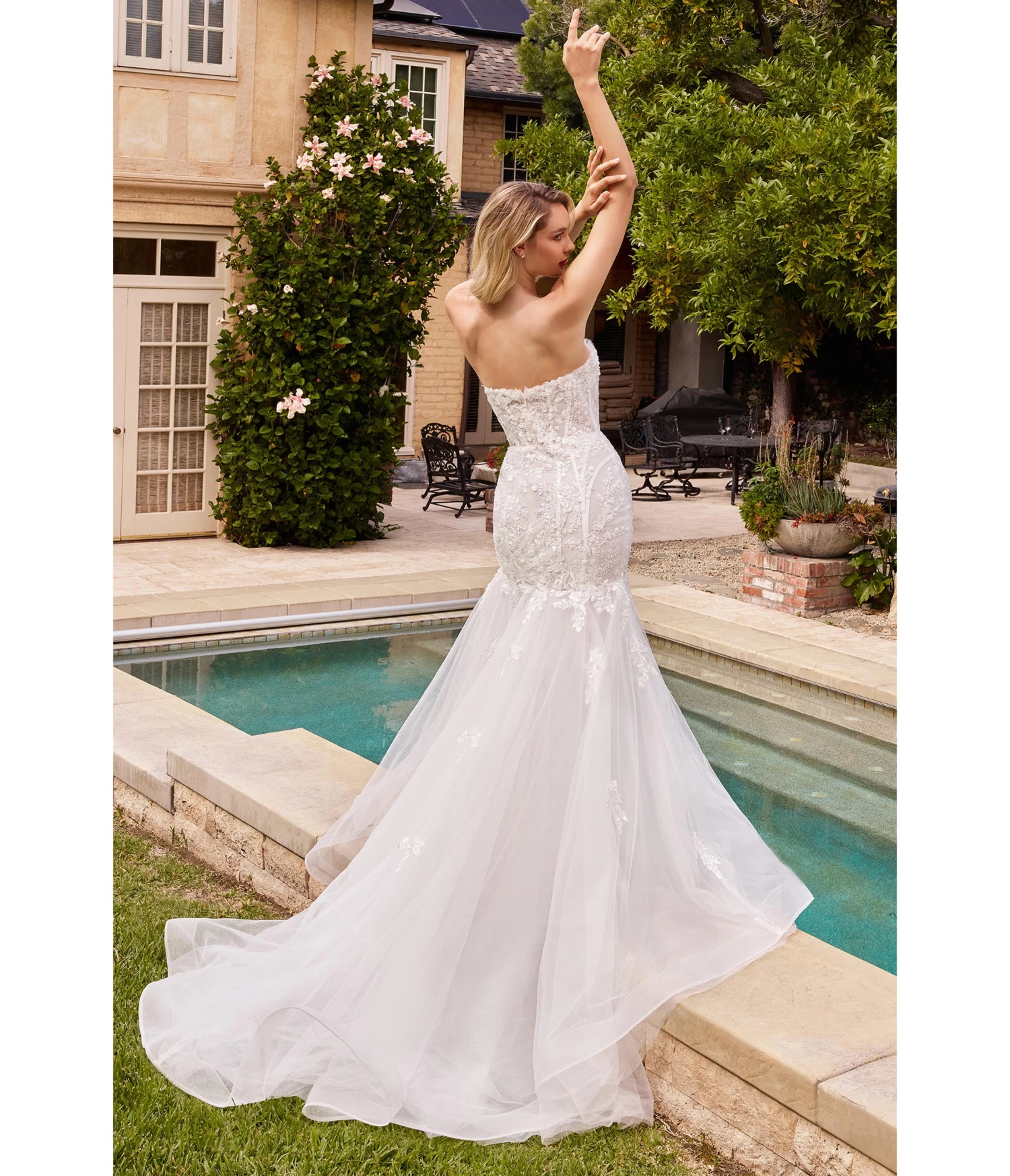 Cinderella Divine White Floral Organza Bridal Mermaid Gown 2 Cinderella Divine White Floral Organza Bridal Mermaid Gown - Image 2