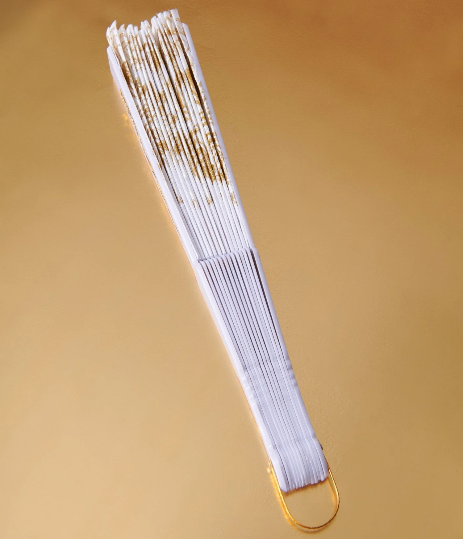 White & Gold Floral Glitter Hand Fan 3 White & Gold Floral Glitter Hand Fan - Image 3