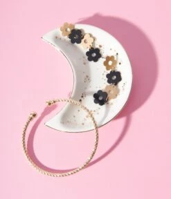 White & Gold Moon Trinket Tray Dish