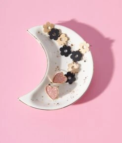 White & Gold Moon Trinket Tray Dish -New Dress Store white gold moon trinket tray dish 900902