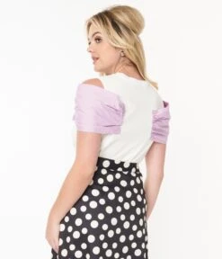 White & Lavender Bow Blouse 5 White & Lavender Bow Blouse -New Dress Store white lavender bow blouse 165575