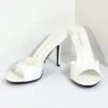 PLEASER White Matte Leatherette Peep Toe Slip On Heels