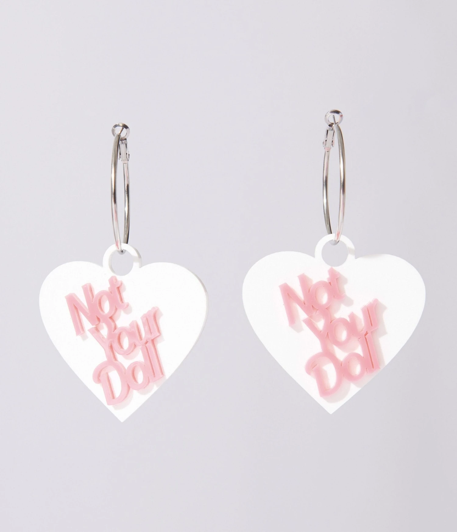 White Not Your Doll Heart Hoop Earrings 2 White Not Your Doll Heart Hoop Earrings - Image 2