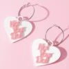 White Not Your Doll Heart Hoop Earrings