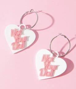 White Not Your Doll Heart Hoop Earrings
