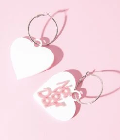 White Not Your Doll Heart Hoop Earrings 5 White Not Your Doll Heart Hoop Earrings -New Dress Store white not your doll heart hoop earrings 736256