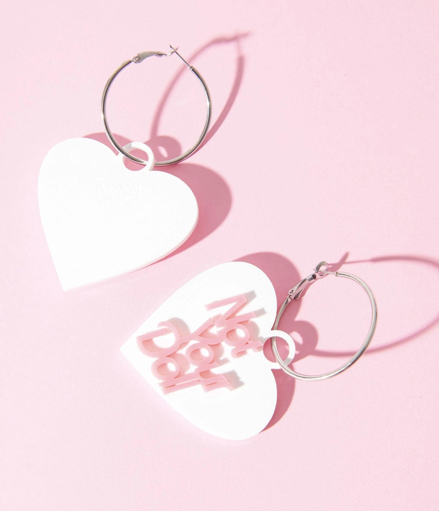 White Not Your Doll Heart Hoop Earrings 3 White Not Your Doll Heart Hoop Earrings - Image 3
