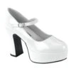 PLEASER White Patent Heel Mary Jane Pumps