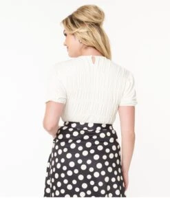 White Shirred Knit Top -New Dress Store white shirred knit top 249670